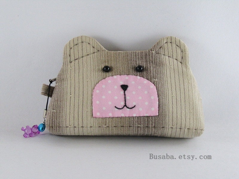 Bear Purse, Bear Pouch, Bear Coin Purse - Handmade Coin Purse - Bear - Ready to Ship