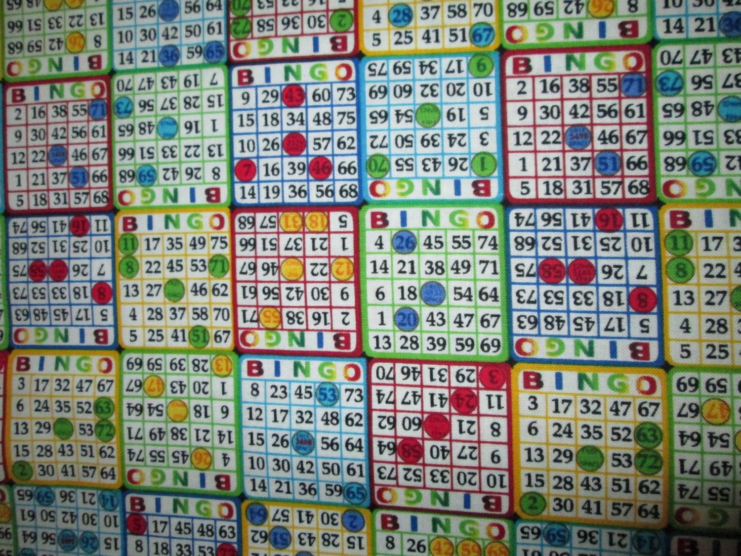 Bingo Small Lets Play Bingo Cotton Fabric FQ or Custom by scizzors