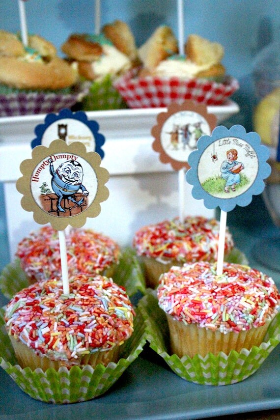 Nursery Rhyme Party Circles/Cupcake Toppers - Kids Birthday Party - DIY PRINTABLE FILES by Sassaby Il_570xn