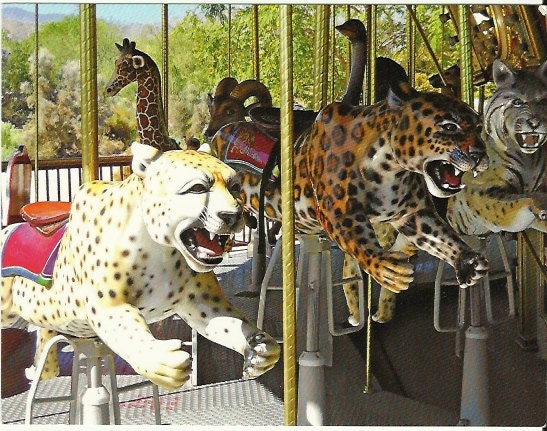 Handmade Postcard from Fine Art - Wild Cats on Marilyn's Merry-Go-Round at The Living Desert Palm Desert California