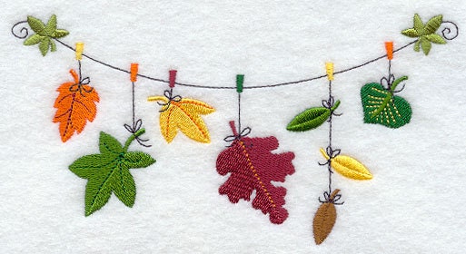 Delicate Autumn Leaves Falling Embroidered Flour Sack