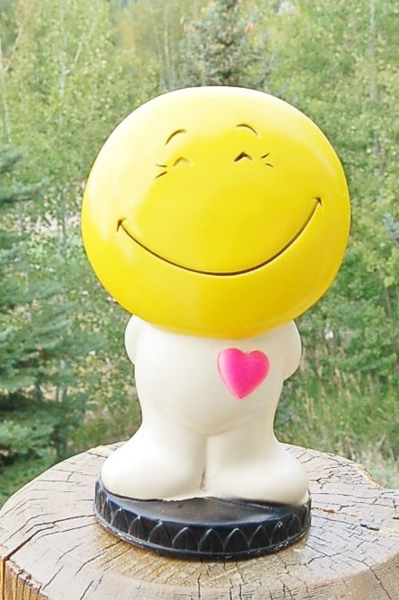 Smiley Face Bank Large Plastic 1971 Play by BehindTheHiddenDoor