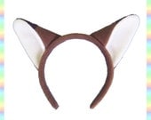 Brown Fox Ears Headband - 1/2" Flexible Band AntiPill Fleece Child Teen Adult Neko Geeky Summer Cute Kawaii Anime Cosplay Animal Kitsune