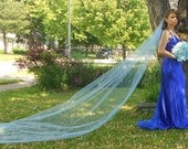 Blue Wedding Veil-Blue Cathedral Veil-Colored Veil-Wedding Accesories