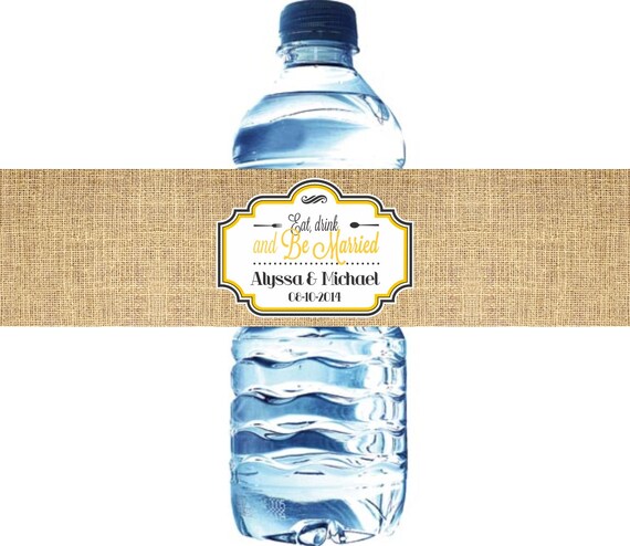 100 Burlap Wedding Water Bottle Labels - Waterproof Self Stick Labels Il_570xn