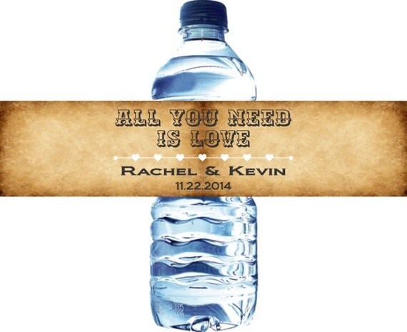100 Vintage Parchment Water Bottle Labels - Printed labels - Any colors available Il_570xn