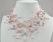 Pearl Necklace,Statement Necklace, Chunky Necklace,Wedding Necklace,Bubble necklace (FN0132-Purple&Gray)