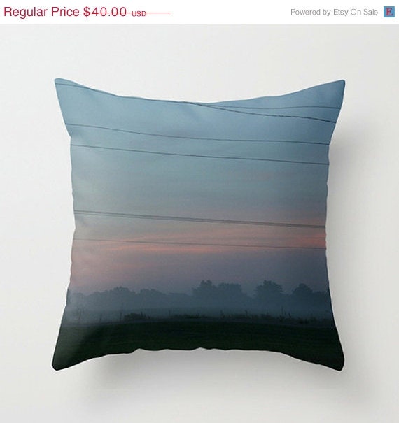 SALE - Christmas In July Oklahoma Dawn Through the Mist Home Decor Throw Pillow - Cover Only - Rural America Landscape - LoudWaterfallPhoto