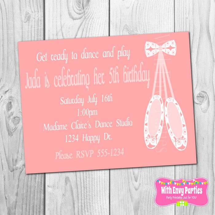 Ballet Invitation, Printable Ballerina Invitation, Ballet Birthday Party Invitation, Pink Il_570xn