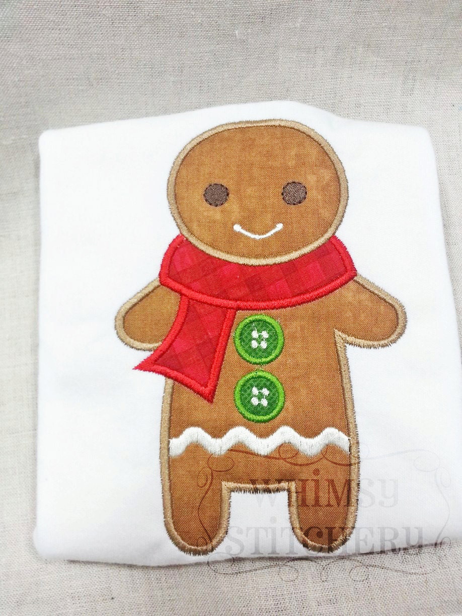 Ginger bread Boy Applique Long Sleeve shirt - WhimsyStitchery
