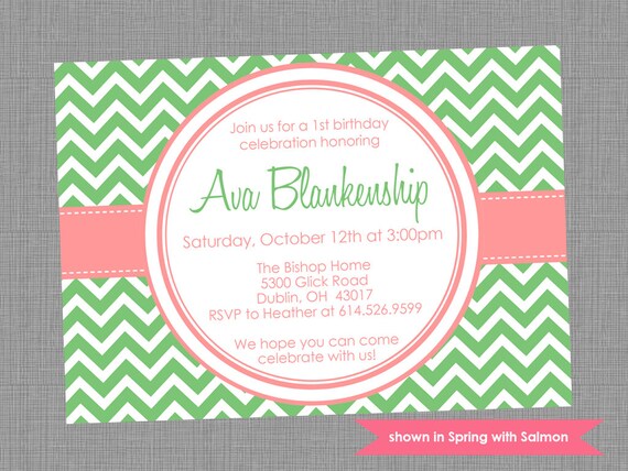 Printable Birthday Party Invitation - Birthday Themed Chevron Invite - Colors and Text Customizable Il_570xn