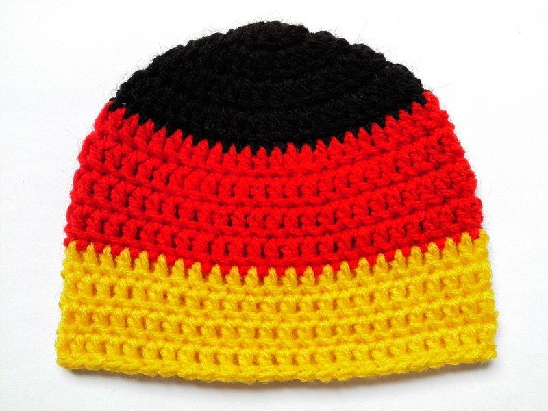 Crochet Baby Kids Toddler Hat Beanie children gift black red yellow Germany flag colours - Tatjana474
