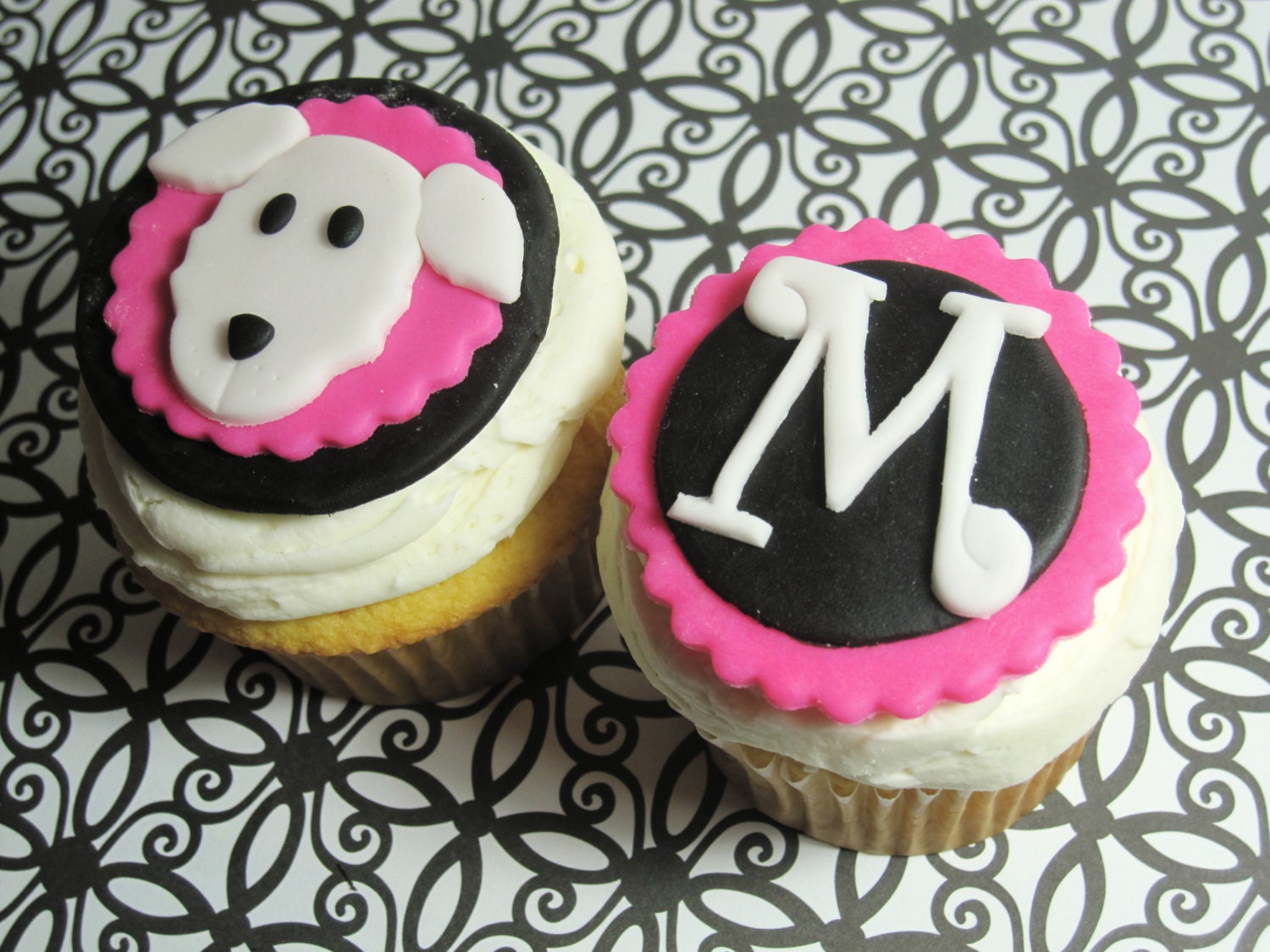 Dog themed Cupcake toppers with monogram or number to match your puppy party Il_170x135