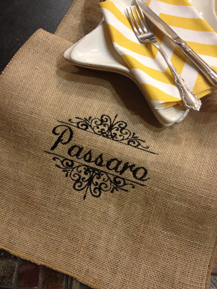 Burlap Monogram Personalized Embroidered by CustomHollyDavidson