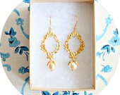 Glass Pearl Chandelier Earrings