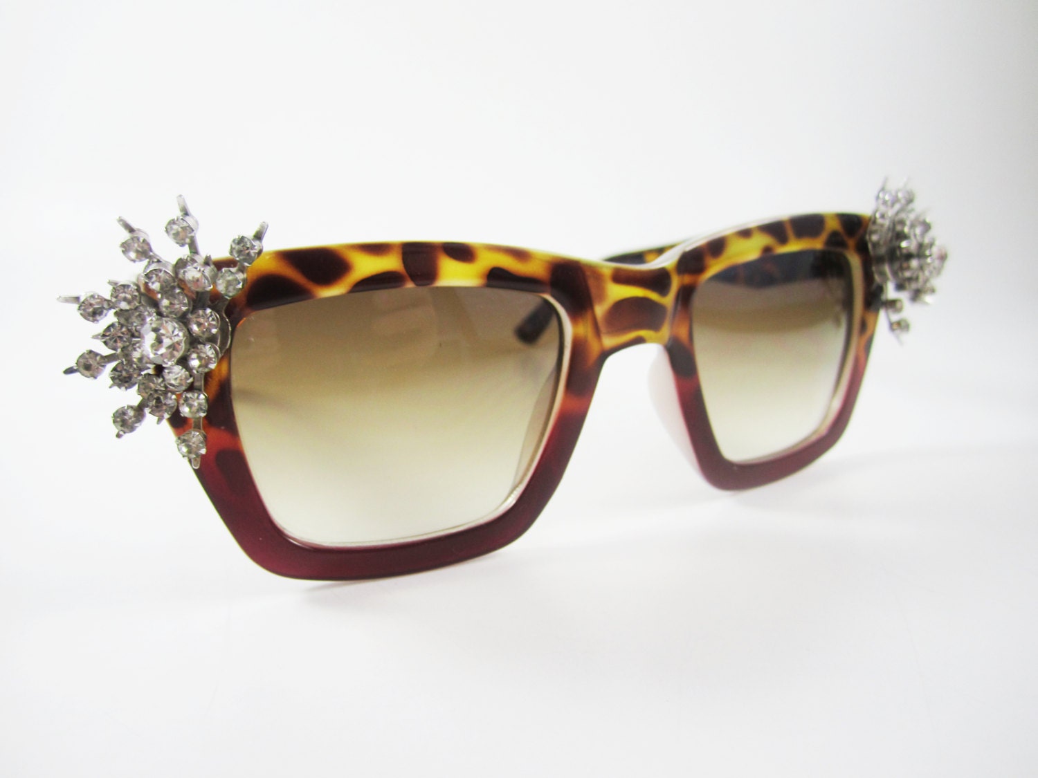 The Annie Sunglasses - One Of A Kind - Animal Print Frame Vintage Rhinestone Sunglasses by Love Obsessed
