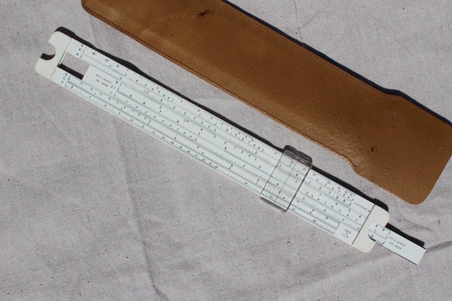 ACU-MATH Mannheim No. 4008 Professional Slide Rule, 1960's, In Case Retro Tool Mid Century Tool Collectible