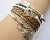 Bracelet-antique silver arrow bracelet, infinity bracelet,tree bracelet,owl bracelet