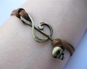 Bracelet-antique bronze music symbol bracelet,skull bracelet