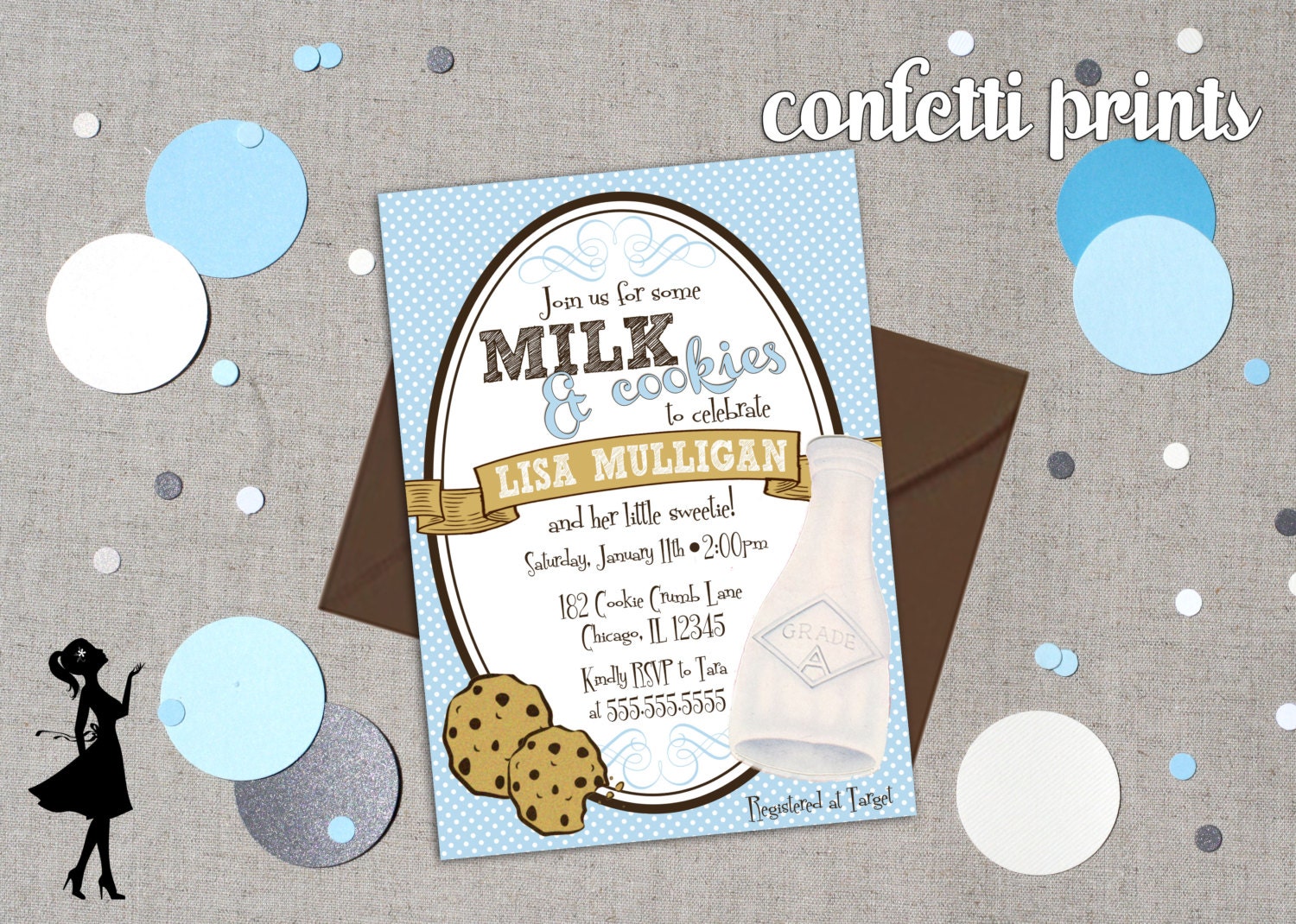 Baby Shower Invitation - MILK AND COOKIES Printable Il_570xn