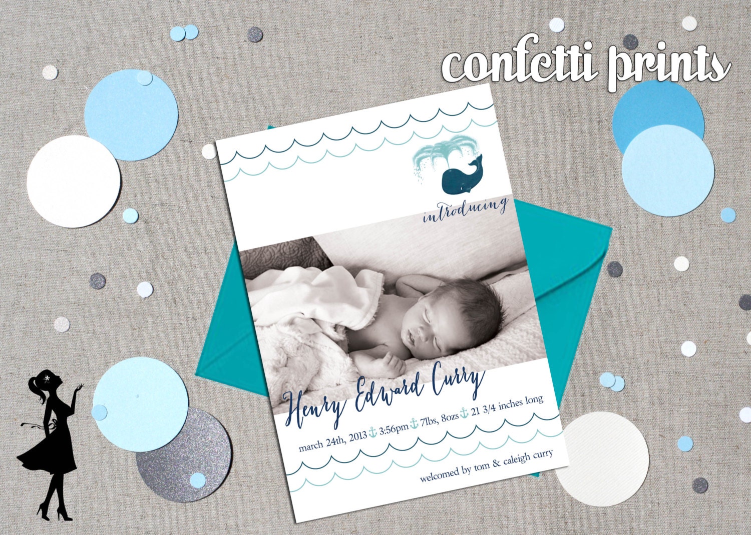 Photo Birth Announcement - LITTLE SQUIRT Printable Il_570xn