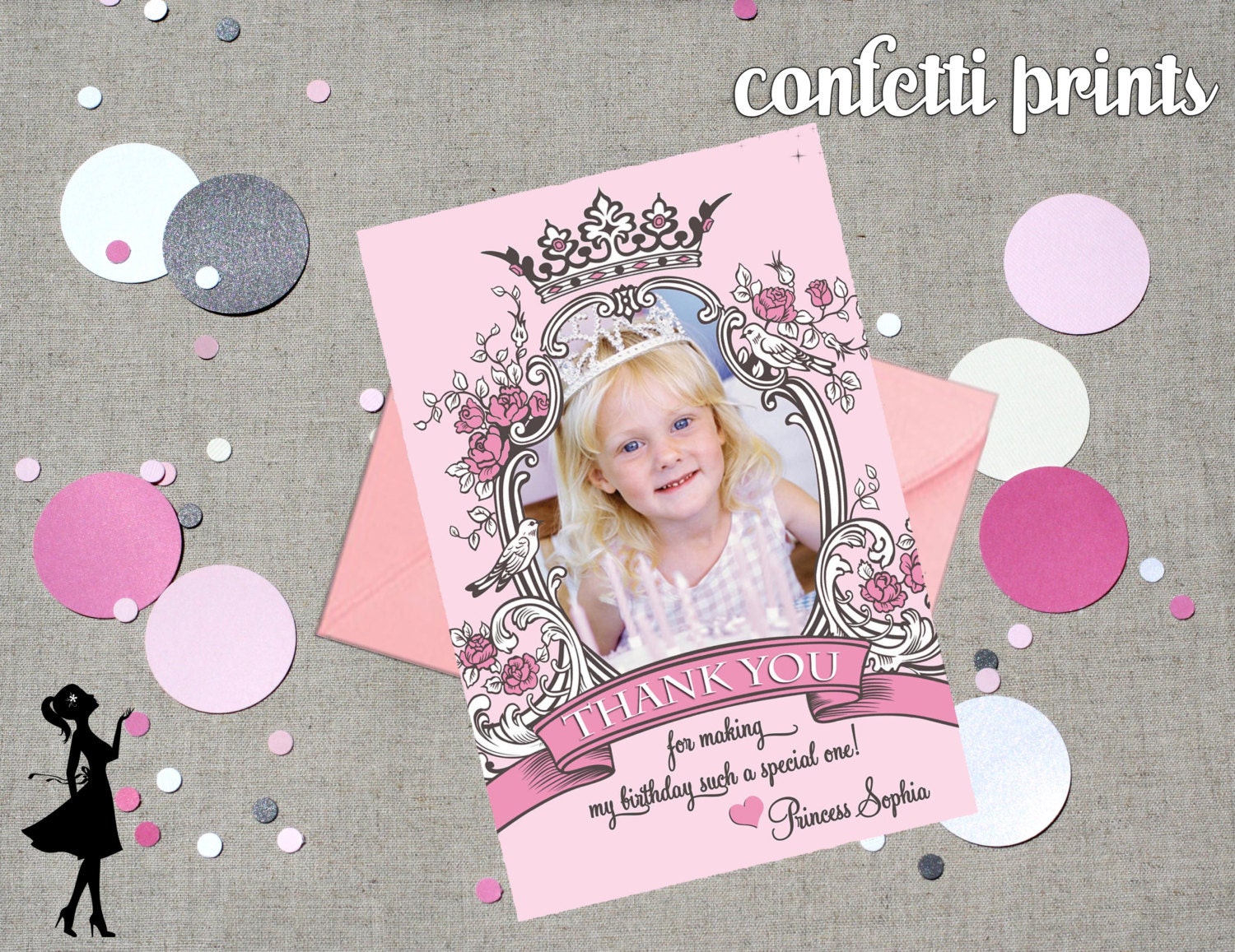Thank You Card / Photo Card - VINTAGE PRINCESS Printable Il_570xn