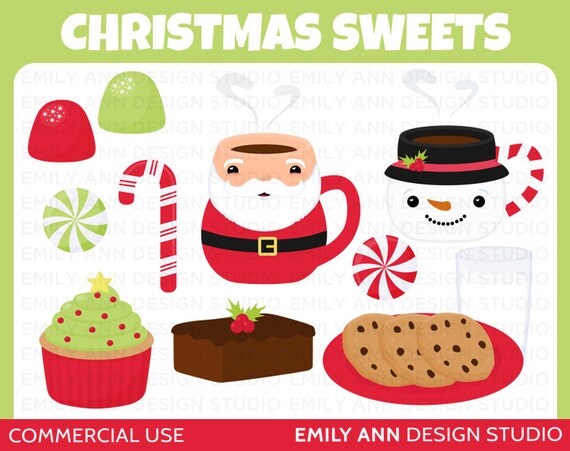 Christmas Sweets Gumdrop Hot Cocoa Fudge Cute Clip Art - Commercial Use - Scrapbooking Invitations Cards - Instant Download Il_570xn