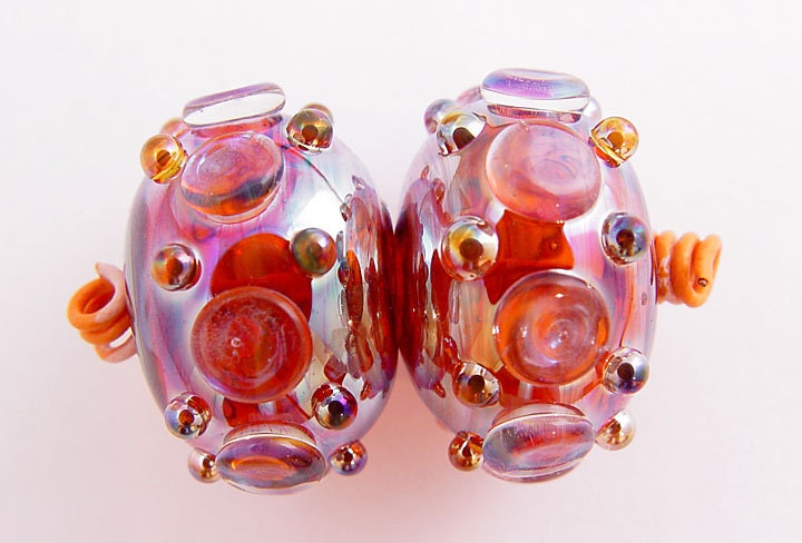 Item 3021 Silver glass blown hollows, pair soft glass beads