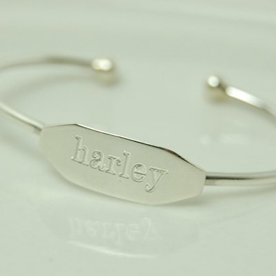 Sterling Silver engraved baby bracelet.
