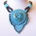 Reserved listing for Joan - Bead Embroidery Necklace Pendant Beadwork with Blue Leopard Skin Jasper - BLUE PARADISE - dusk blue - grey