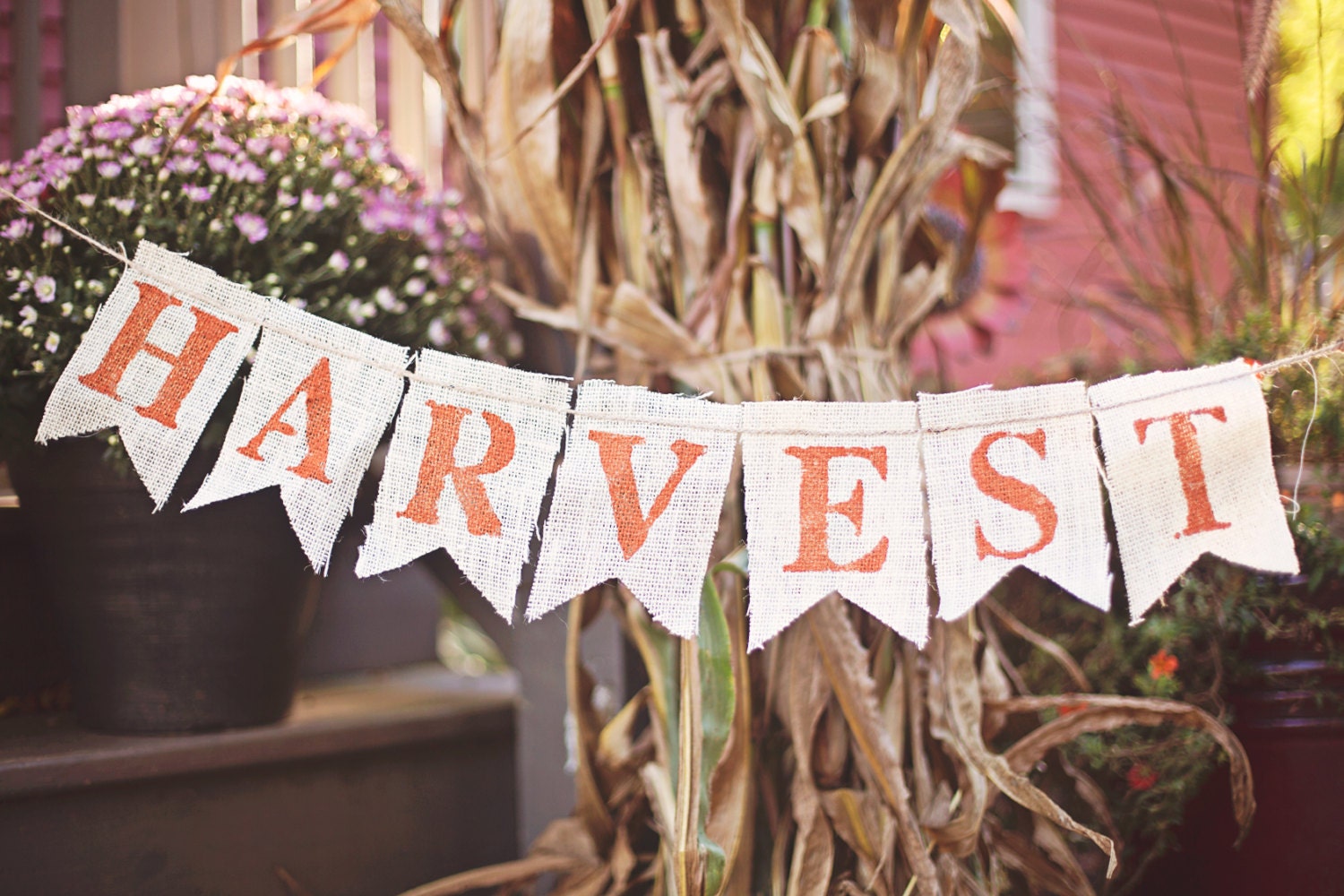 Fall, harvest burlap banner, rustic, fall harvest sign - colorsplashdesign