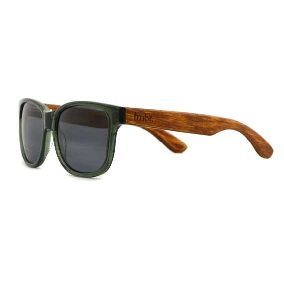 GREEN Wooden Sunglasses, Handcrafted Wood Eyewear, Polarized Lenses - Dark - tmbrwood