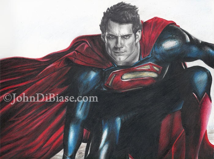 Drawing Print of Henry Cavill as Superman in Man Of Steel