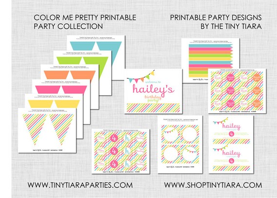 Color Me Pretty Printable Party Collection Full Set : Printable Party Designs by The Tiny Tiara Il_570xn