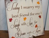 Today I Marry My Best Friend Sign/Fall Leaves/Wedding Sign/Reception Sign/Romantic Sign/Autumn Wedding/Black/Ivory - gingerbreadromantic