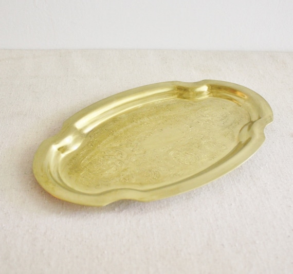 Vintage Brass Small Oval Serving Tray by vintageindy on Etsy