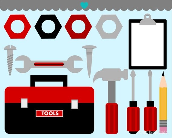WINTER SALE - Boys Clip Art - My Tool Box Clip Art - Digital Tool Box Clipart Il_570xn