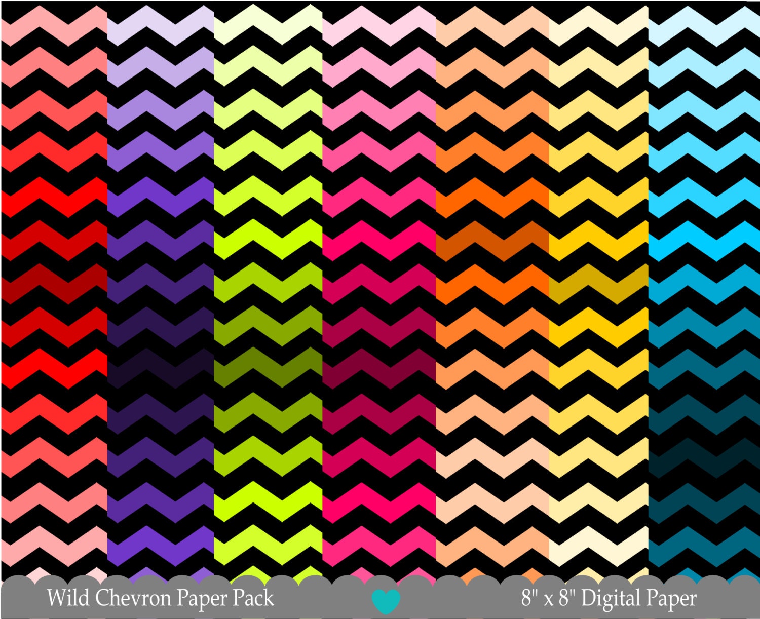 Colorful Printable Papers - Wild Chevron Digital Papers - Printable Chevron Papers Il_570xn