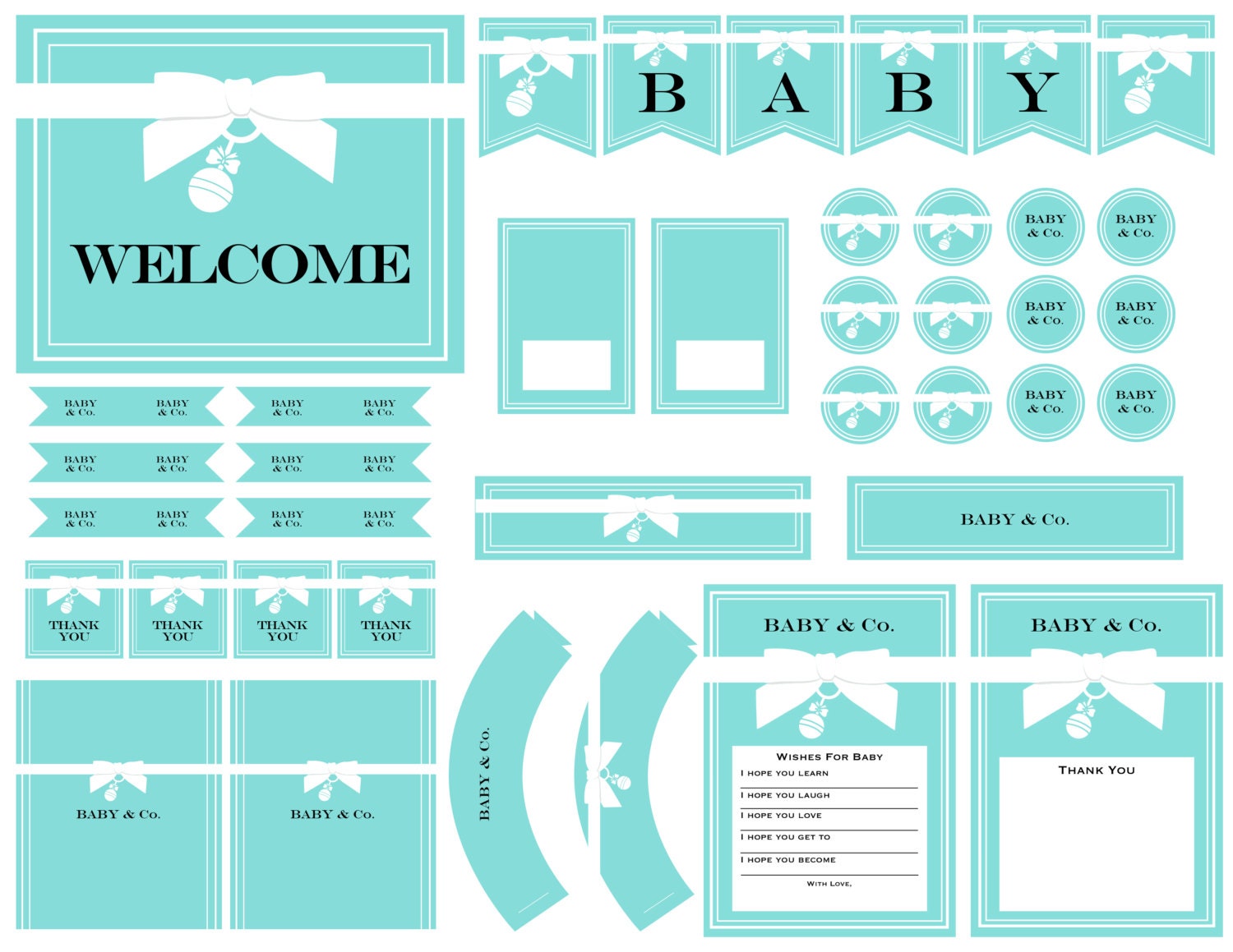 INSTANT DOWNLOAD - Baby & Co Bundle - Tiffany Theme - DIY - Printable Il_570xn