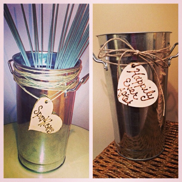 Galvanized Silver Rustic Tall Bucket Wedding by TheBeezeKnees