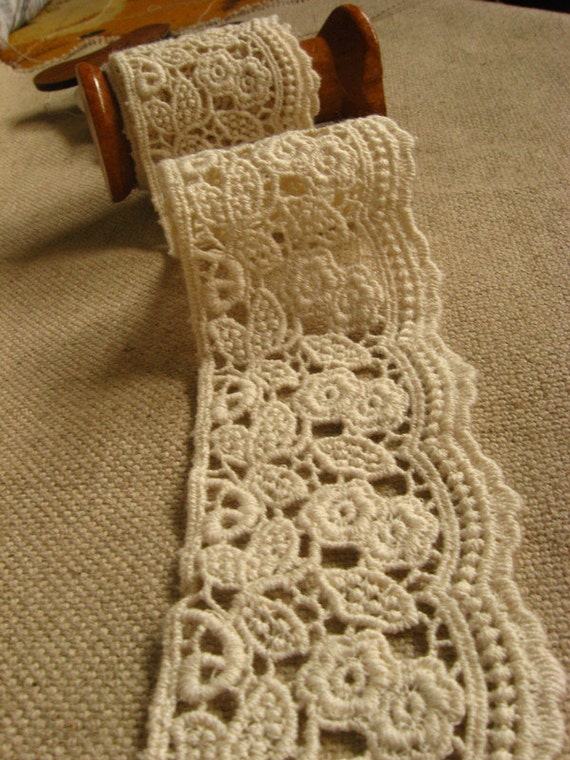 Natural Cotton Lace Trim Retro Lace Trim Ecru Crochet Lace