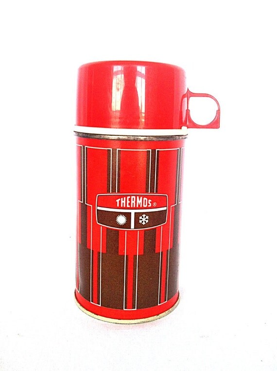 Retro 1971 Red Thermos Vacuum Bottle 2810 by NonabelleVintage