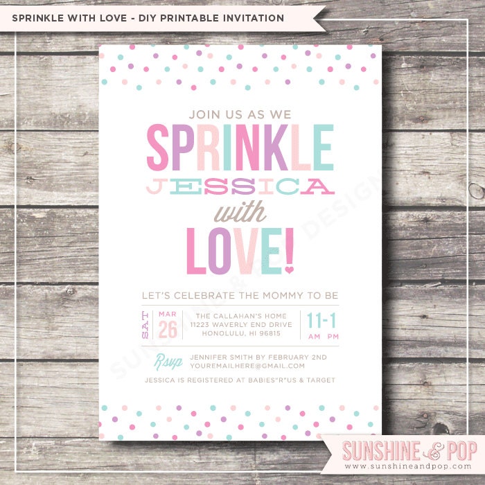 Baby Shower Invitation - Sprinkle with Love - Baby Boy or Girl Shower DIY Printable Invitations - Sip See Baby Sprinkled Il_570xn