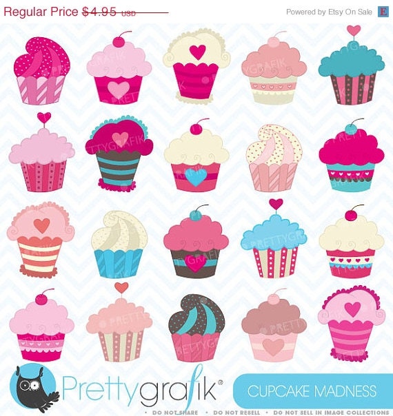 40% OFF SALE cupcake madness clipart commercial use, vector graphics, digital clip art, digital images - CL456 Il_570xn