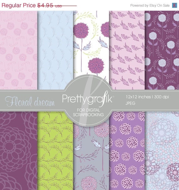 70% OFF SALE flowers digital paper, commercial use, scrapbook papers, background - PS539 Il_570xn
