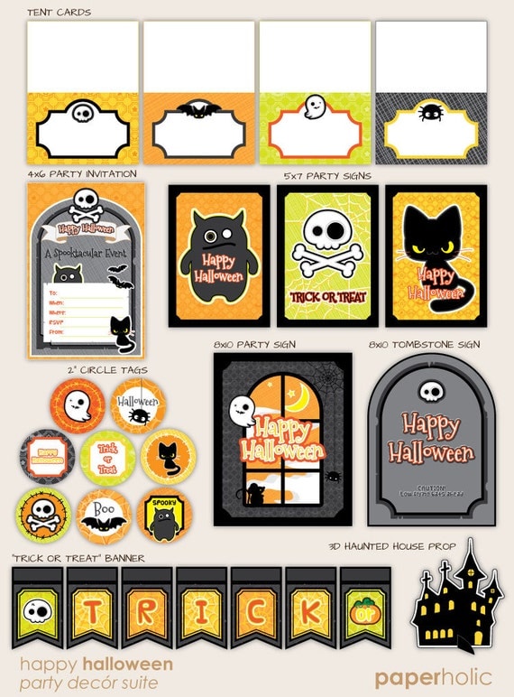 Happy Halloween Party Décor Kit - PRINTABLE Deocrations Decor by Paperholic Il_570xn