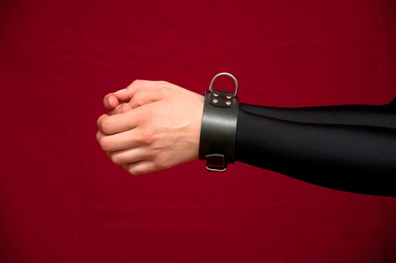 Handmade black leather bondage belt for hands about by oldgrumbler