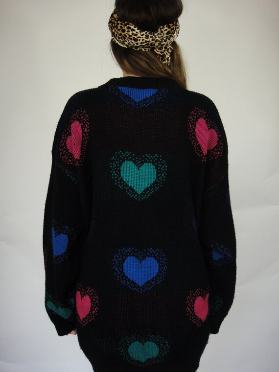 vintage heart print sweater dress