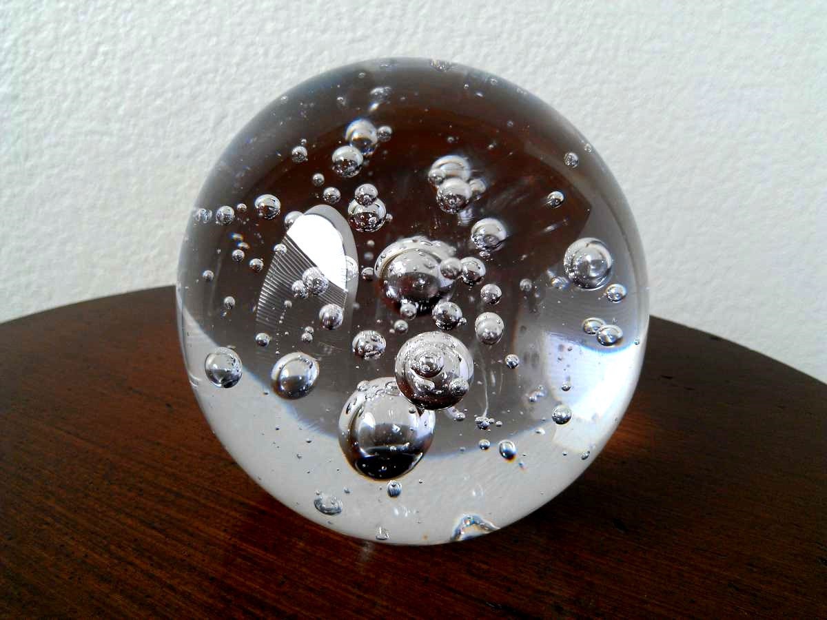 Vintage Clear Bubble Art Glass Paperweight by ZiLvintage on Etsy