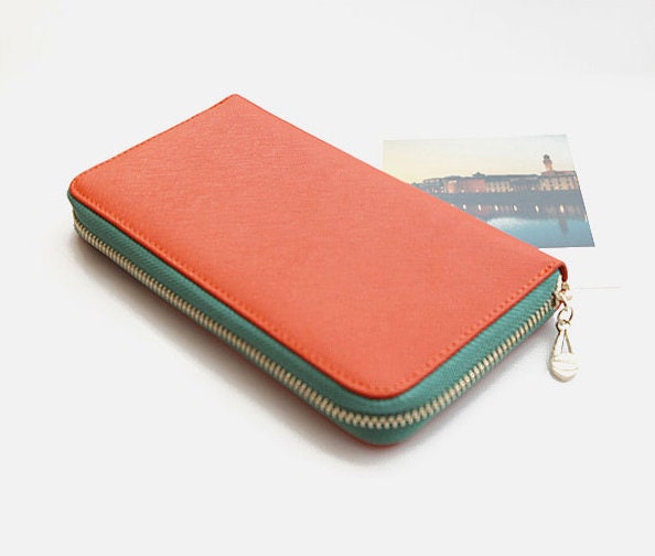 Orange leather wallet wallet for women orange by versionwallet